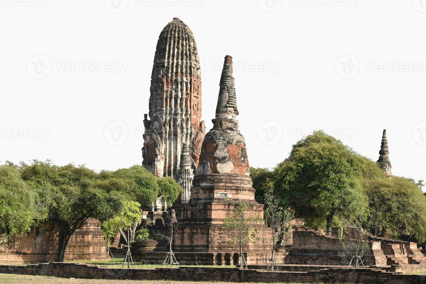 Ancient Pagoda isolated on white background. with clipping path. photo