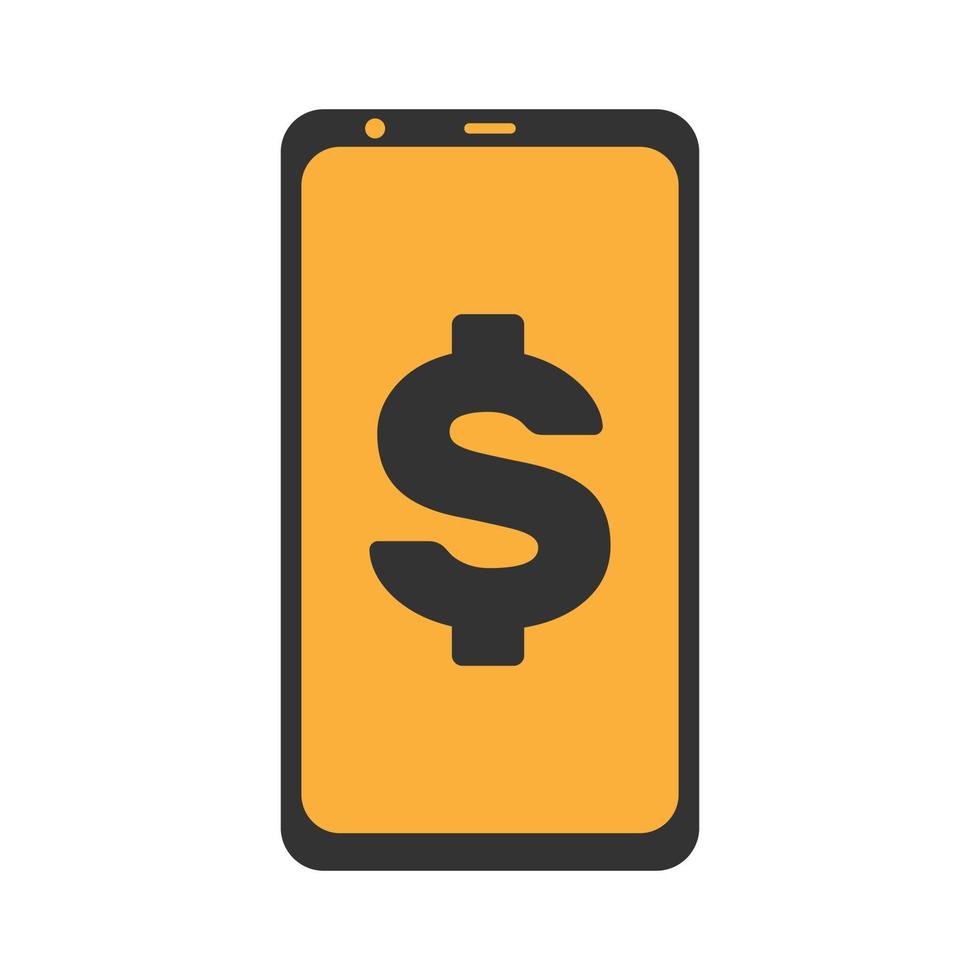 Smartphone with dollar sign on the screen. Mobile payment services, finances app, financial banking technology concept vector