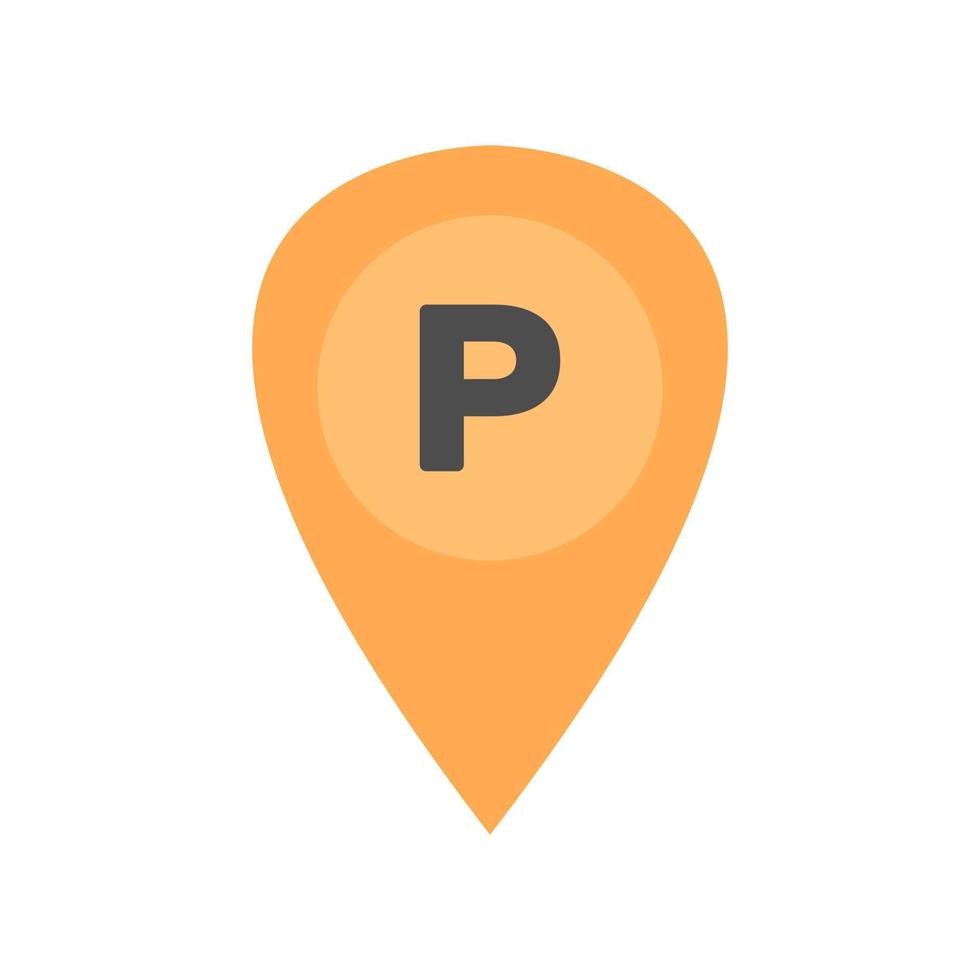 Location mark, destination pointer with letter P. minimal vector illustration