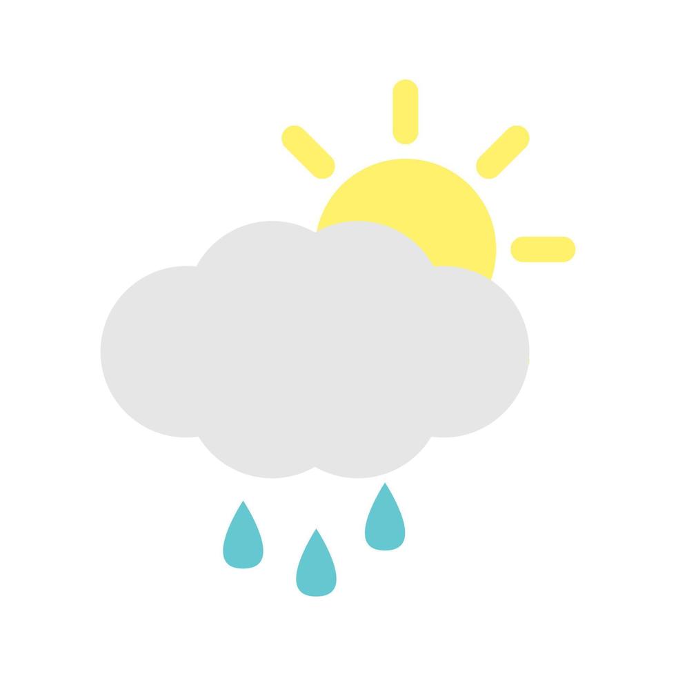 Illustration of weather concept. Sun and cloud with rain drops. vector