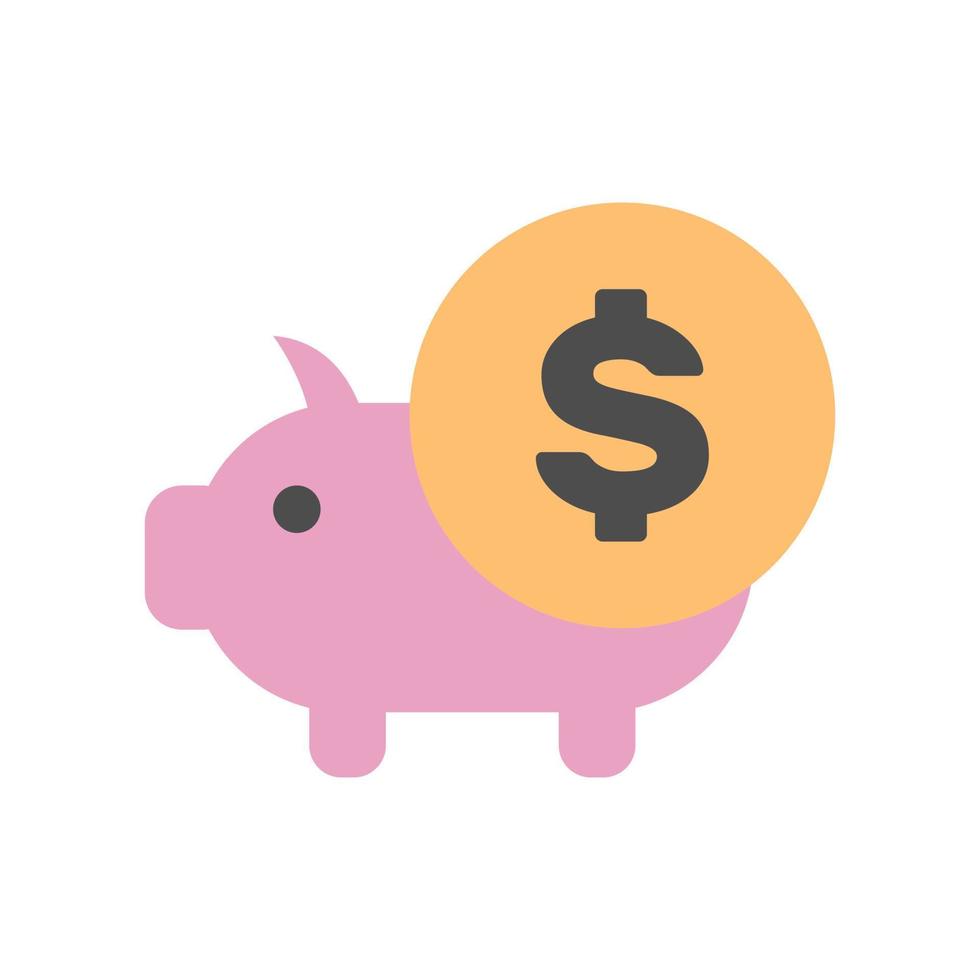 Piggy bank with dollar icon in minimal cartoon style vector