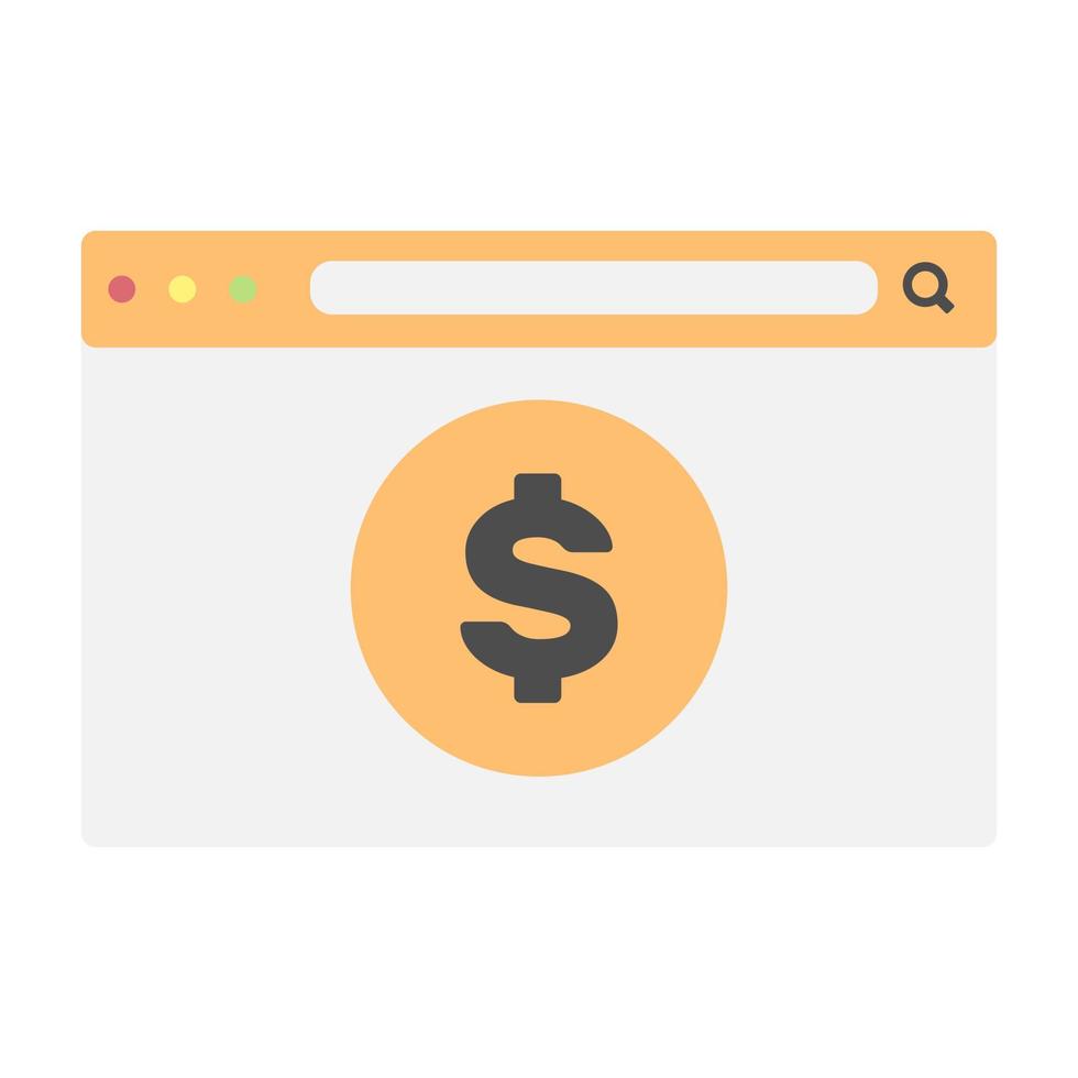 Webpage interface with dollar coin in minimal cartoon style vector