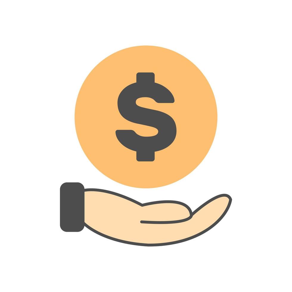 Hand with dollar icon in minimal cartoon style vector