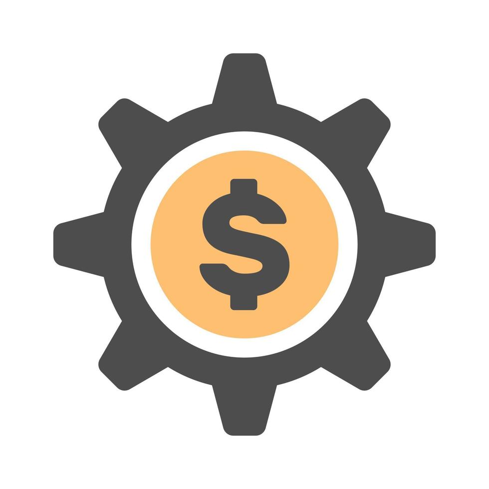 Gear with dollar icon in minimal cartoon style vector