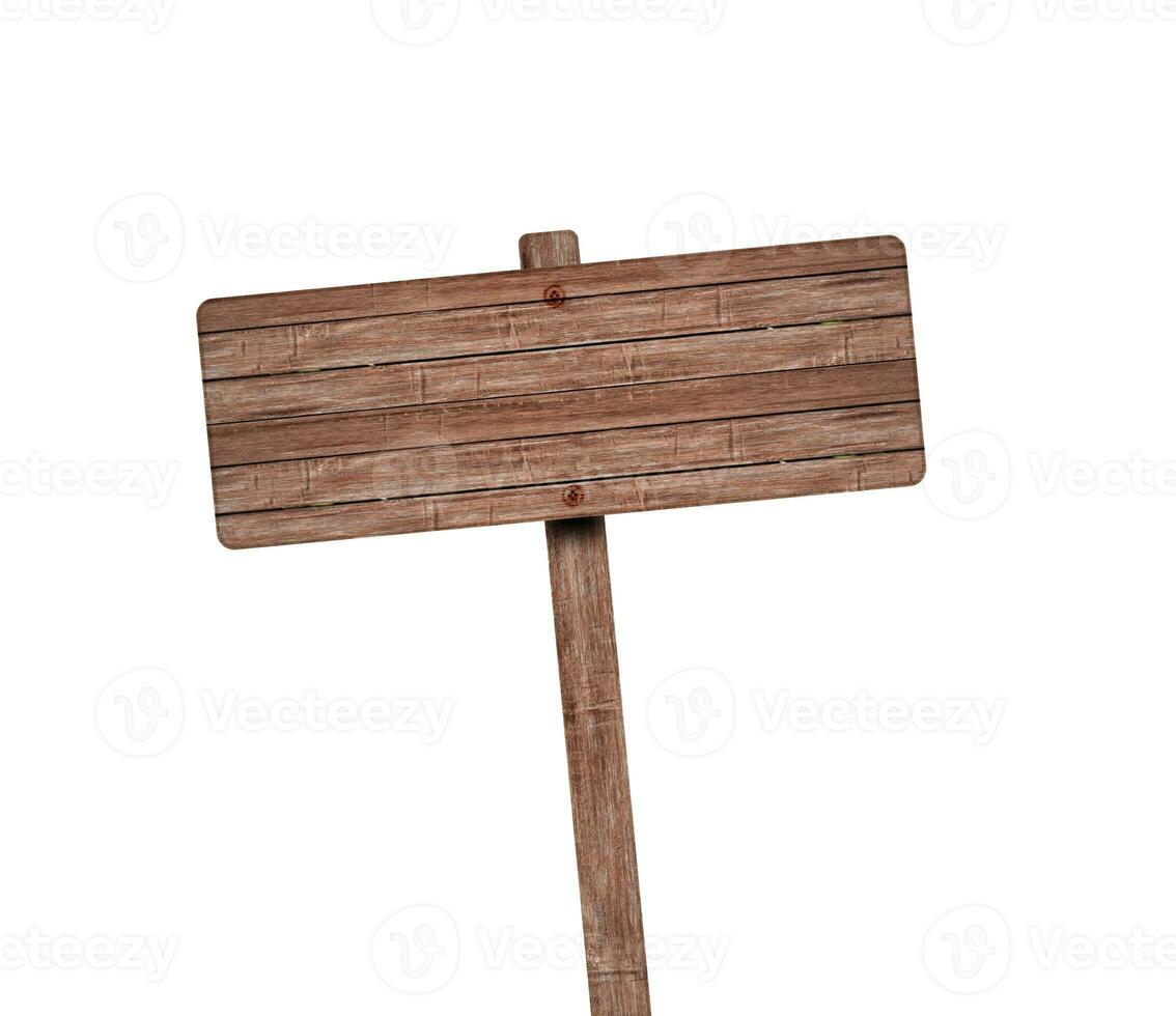 Wooden sign isolated on white background. Object with clipping path. photo