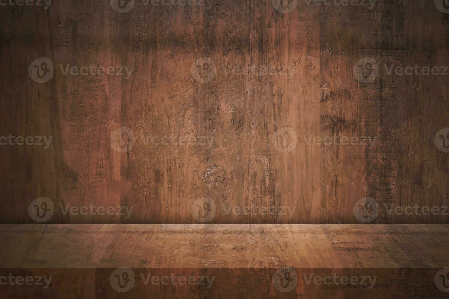 fondo de mesa de madera con espacio de copia para publicidad de exhibición de productos o diseño web de banner. foto