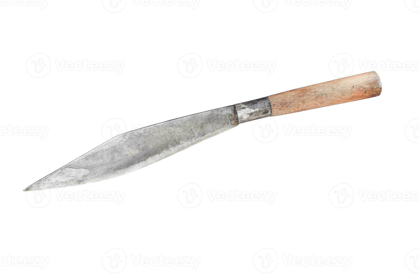 kitchen knife with bamboo handle on a white background. Object with clipping path. photo