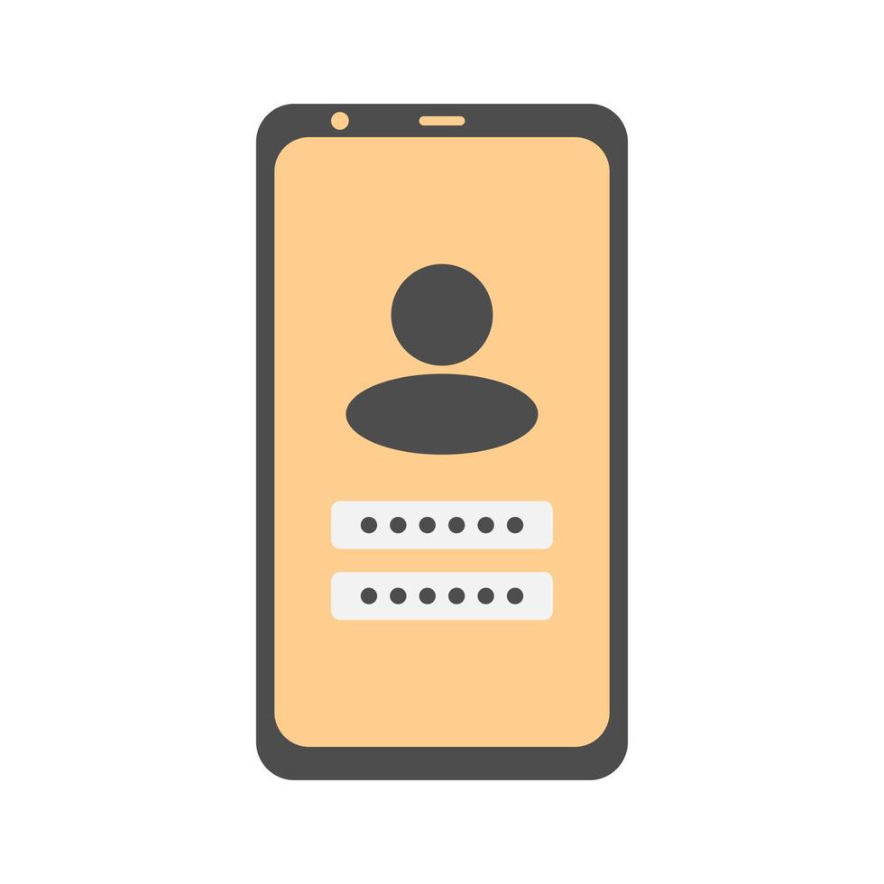 Account login and password form in the smartphone app. minimal vector illustration
