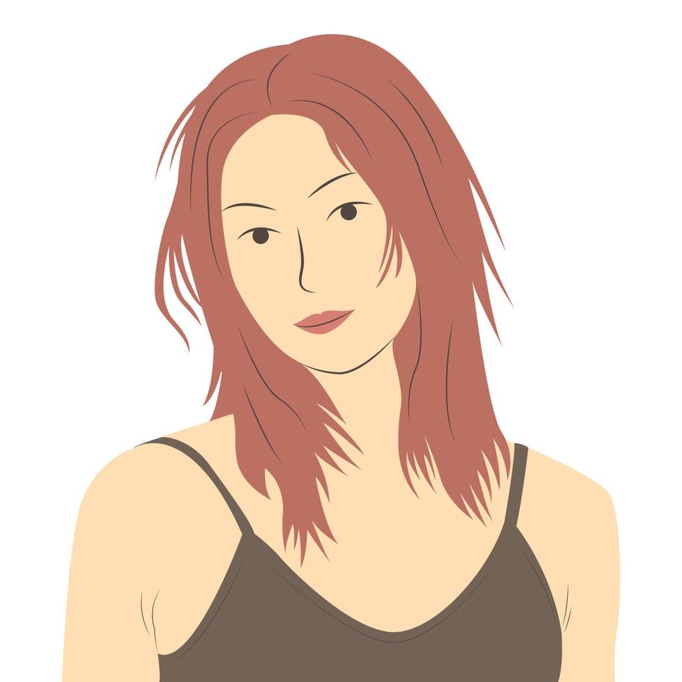 lindo personaje femenino en estilo de dibujos animados mínimo vector