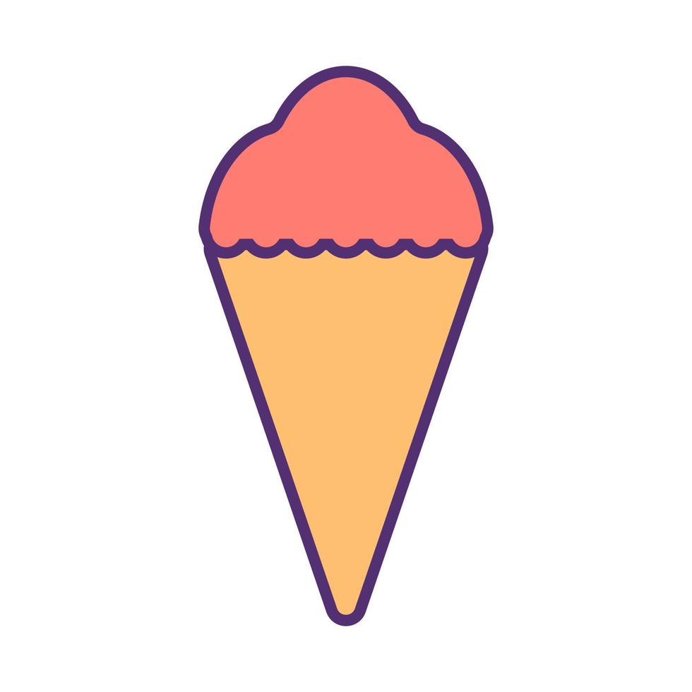 Illustration of ice cream cone in flat cartoon style vector