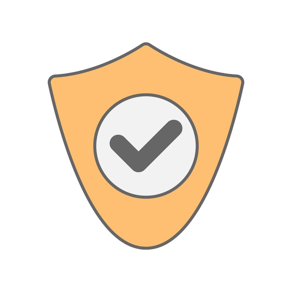 Shield and check mark icon in minimal cartoon style vector