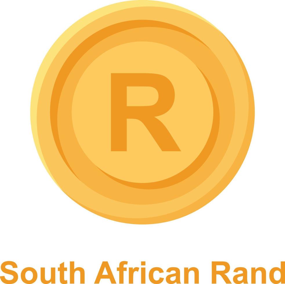 South African Rand Coin Isolated Vector icon which can easily modify or edit