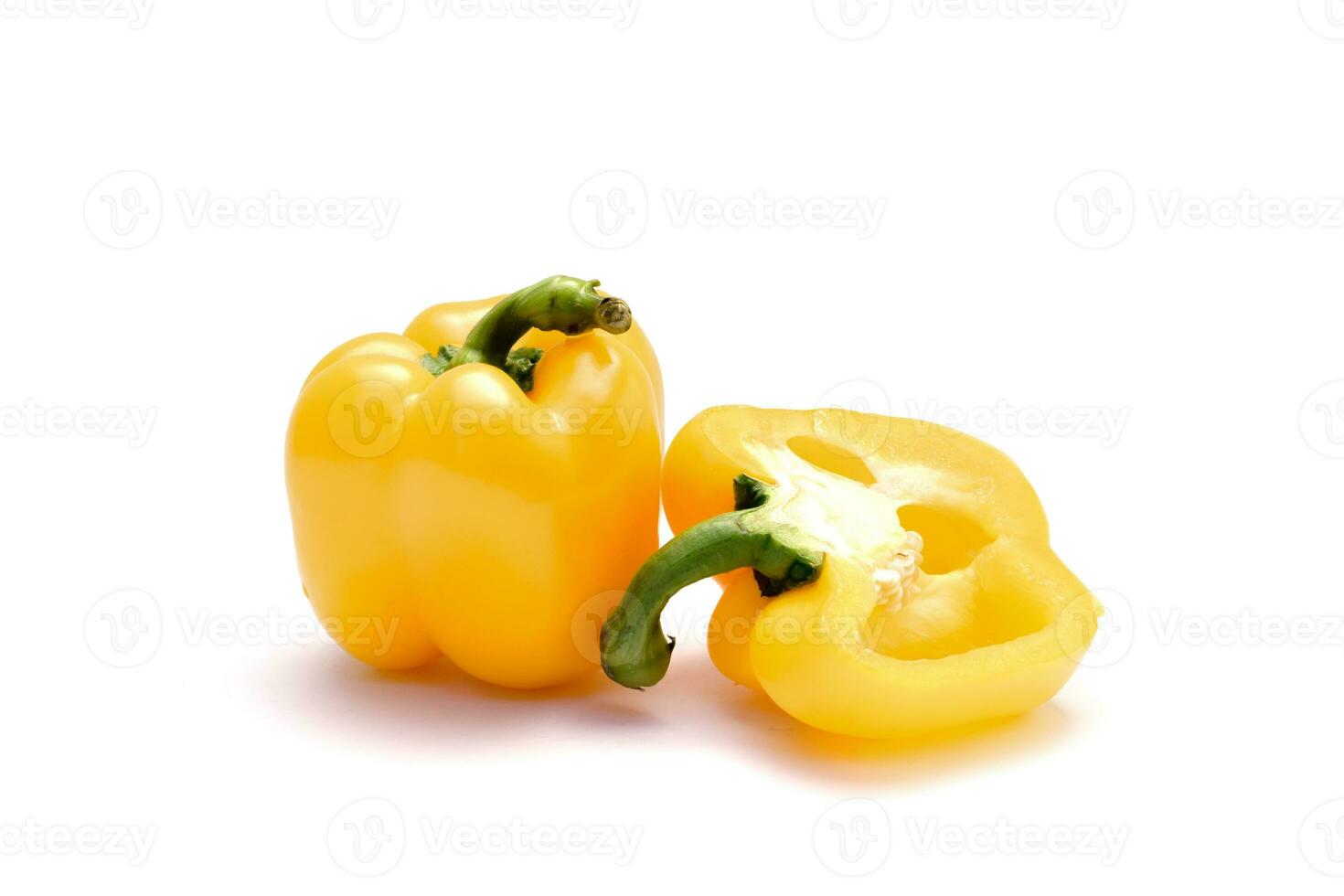 fresh red, green bell pepper isolated on white background. Diet food and vegan concept photo