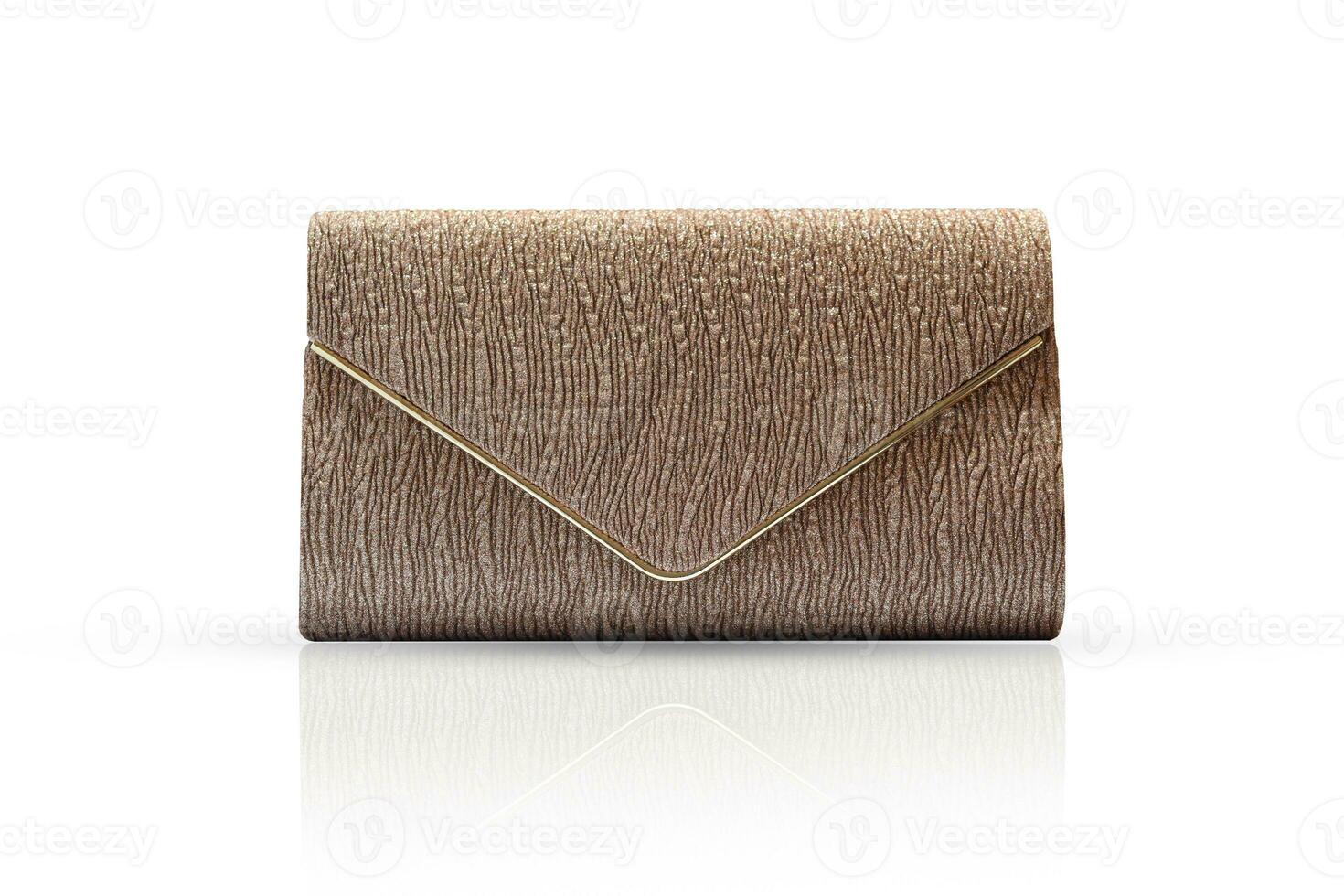 Fashion women grey handbag clutch isolated on white background, with clipping path. photo