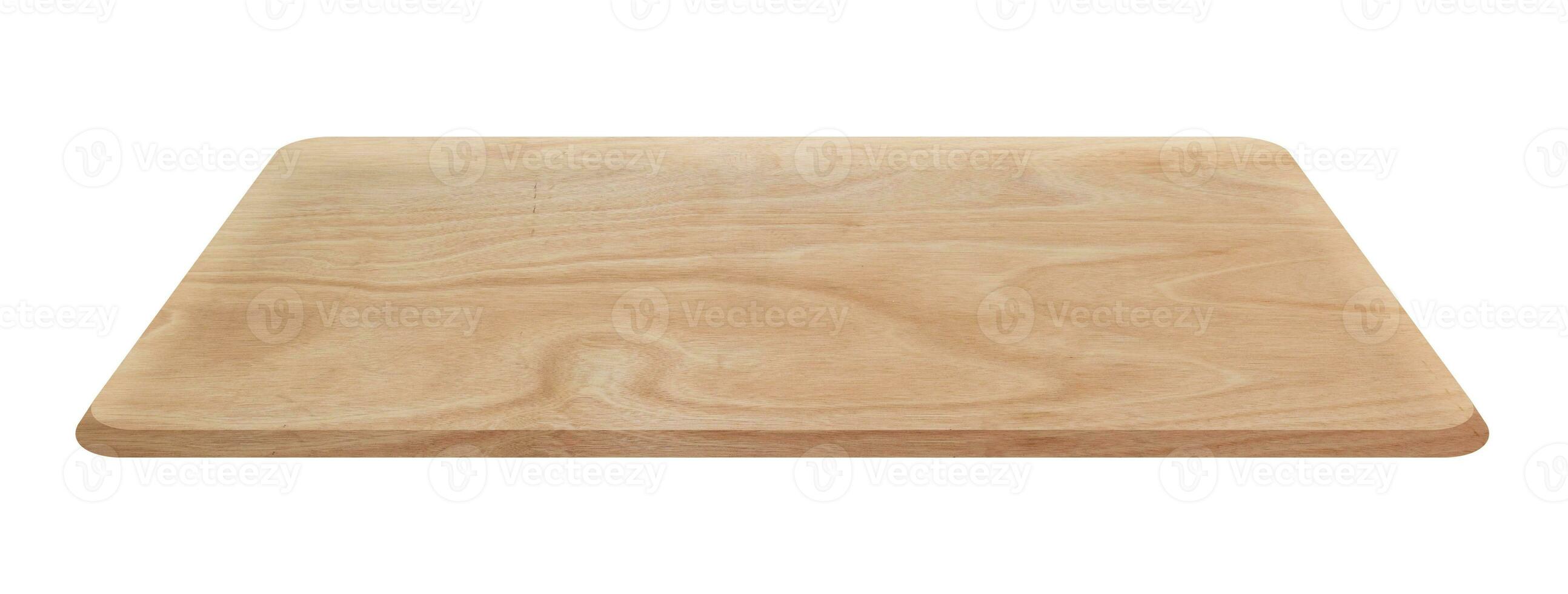 Empty wood cutting board Isolated on white background. photo