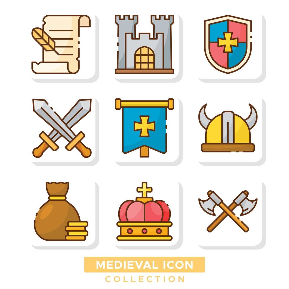 paquete de iconos medievales vector