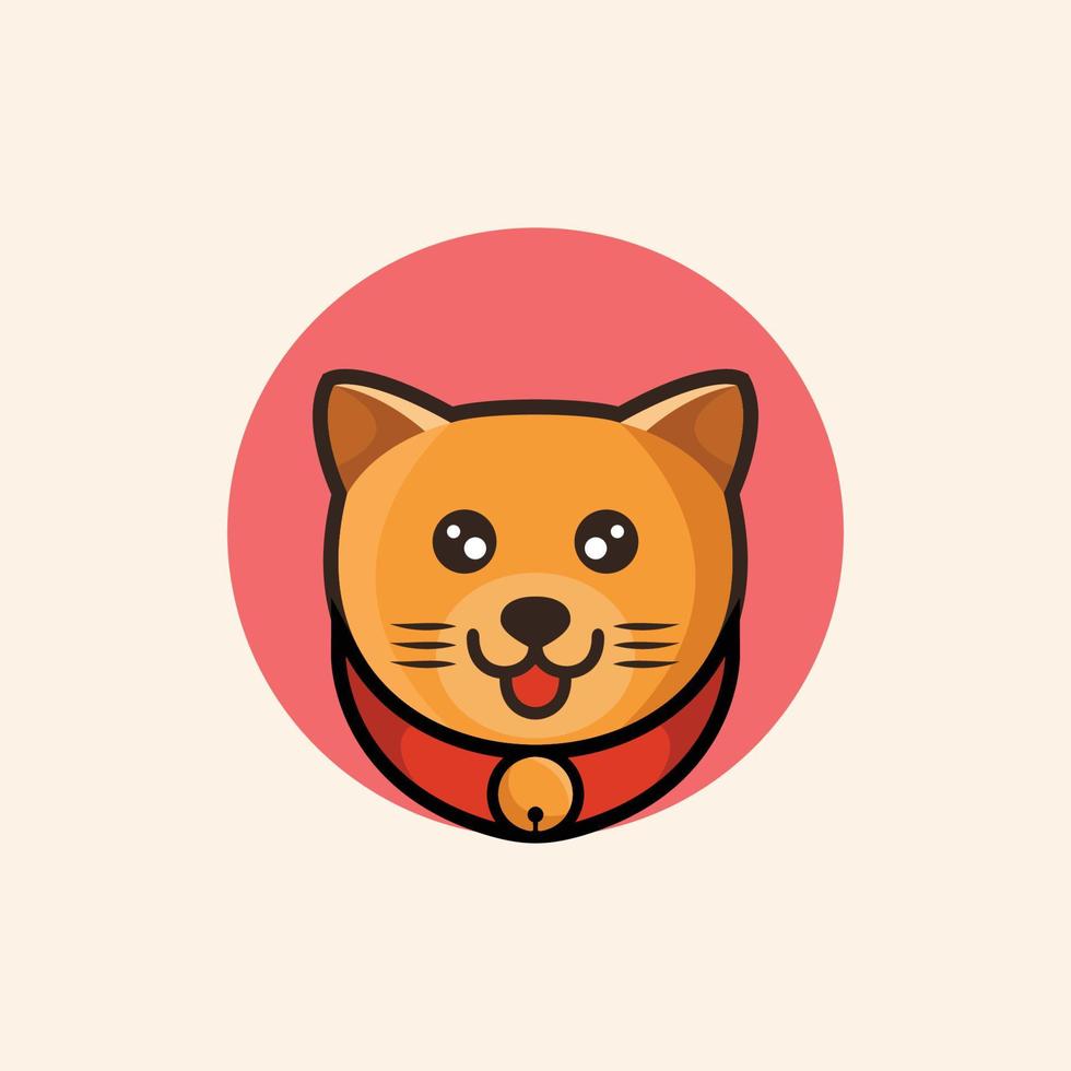 Cute Head Cat Cartoon Vector