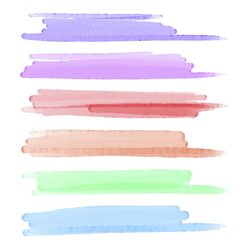 conjunto de pincel de acuarela multicolor vector