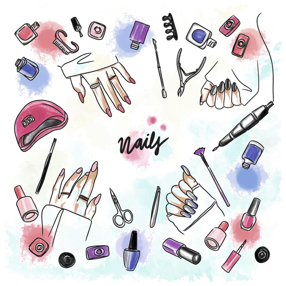 Manicure and pedicure set vector