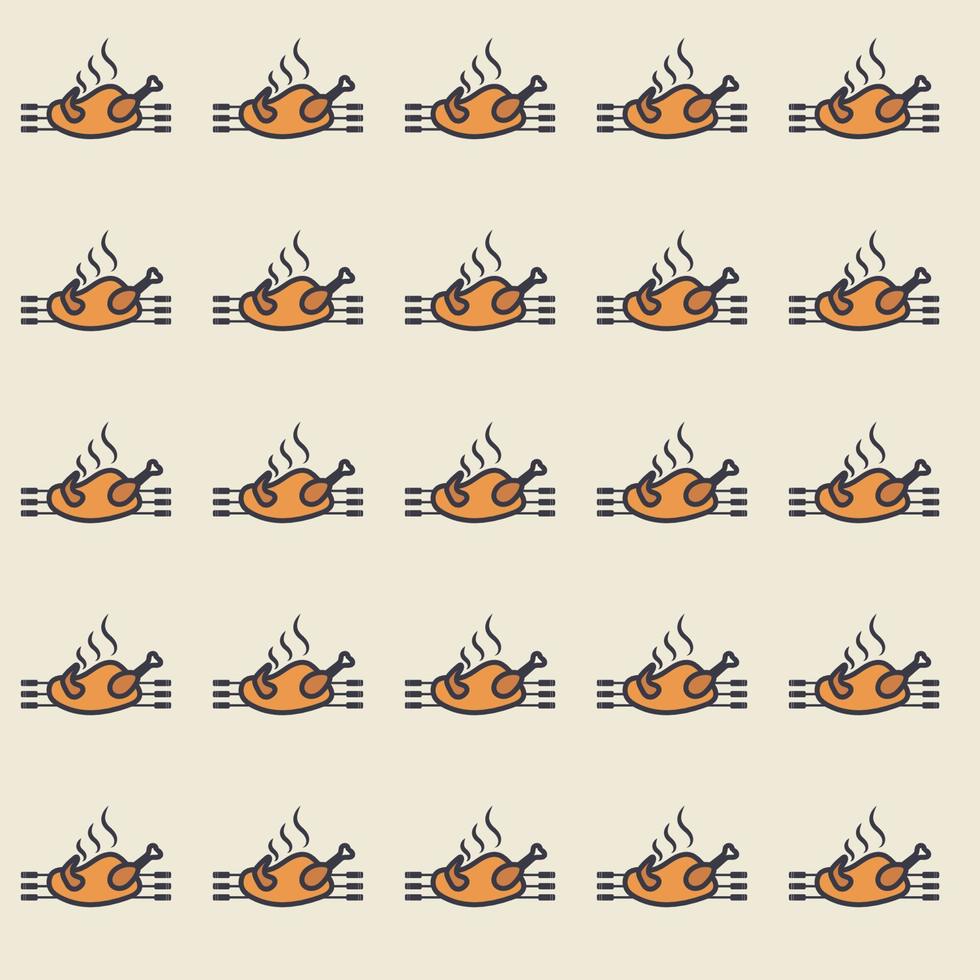 Seamless grilled roasted chicken pattern vector