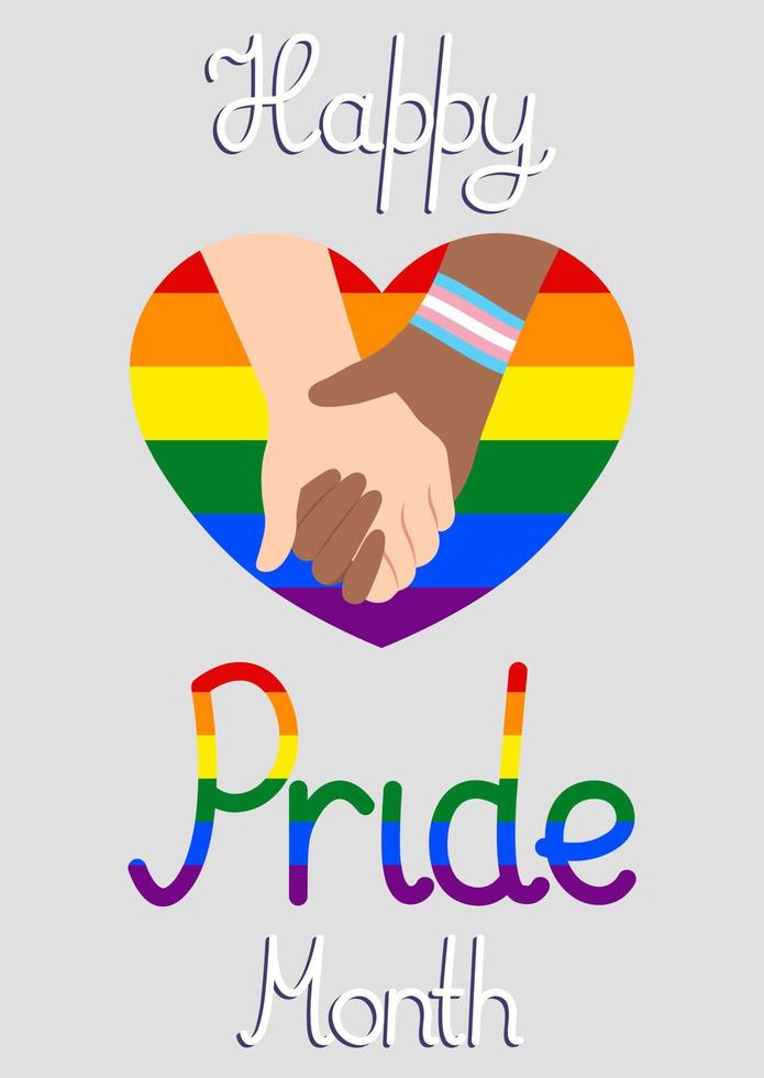 Concept Of Poster Happy Pride Month With Lettering Vector Illustration In Flat Style