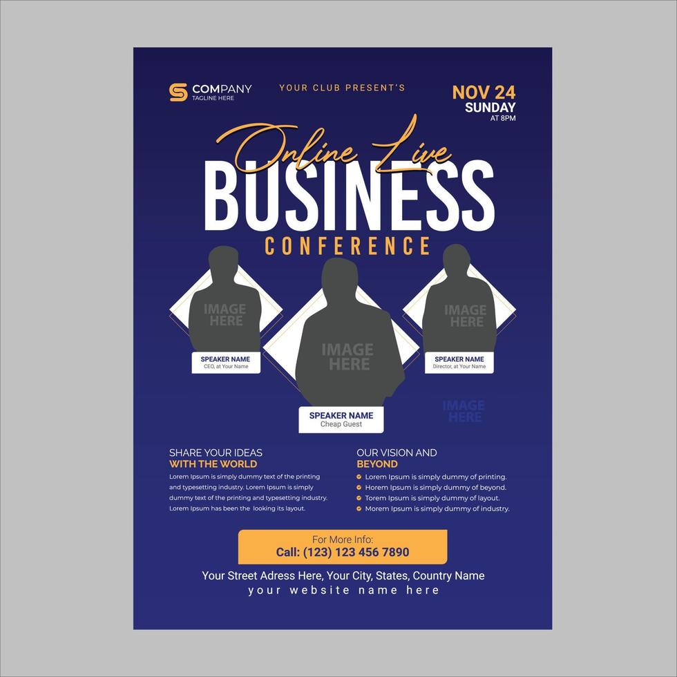 Corporate business and conference multipurpose flyer design vector