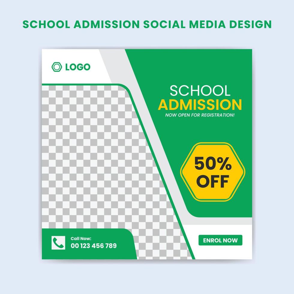 Back to school admission social media post banner vector