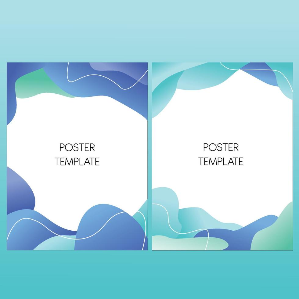 abstract blue background poster template with elegant wave and color gradient vector