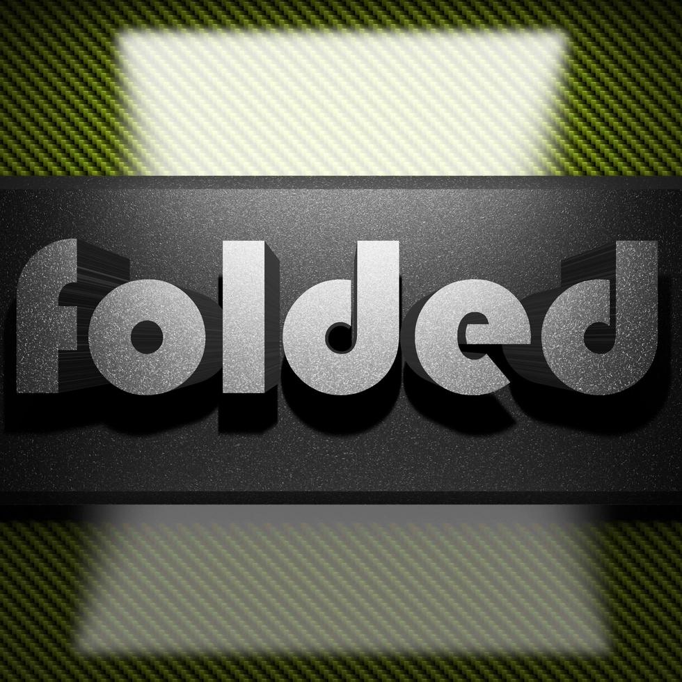folded word of iron on carbon photo
