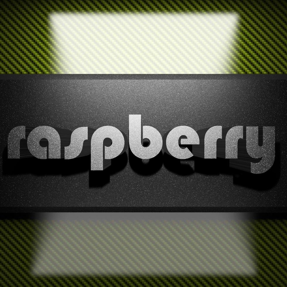 raspberry word of iron on carbon photo