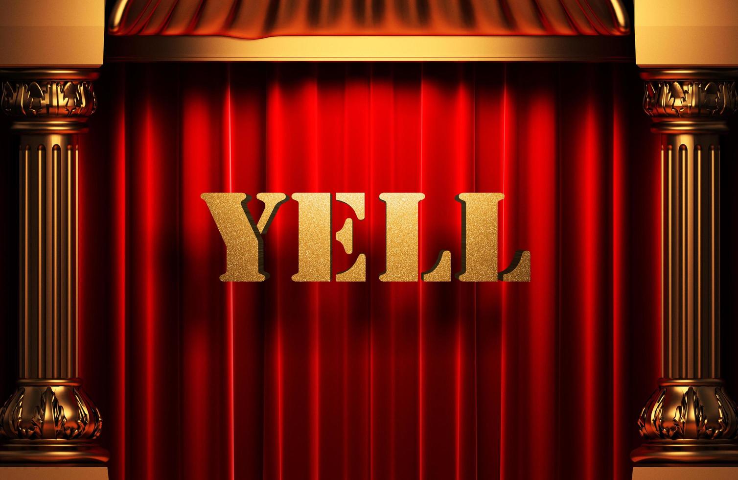 yell golden word on red curtain photo