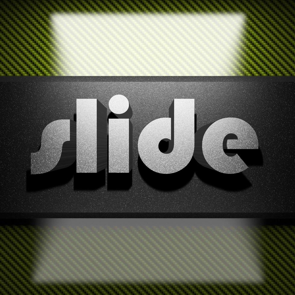 slide word of iron on carbon photo