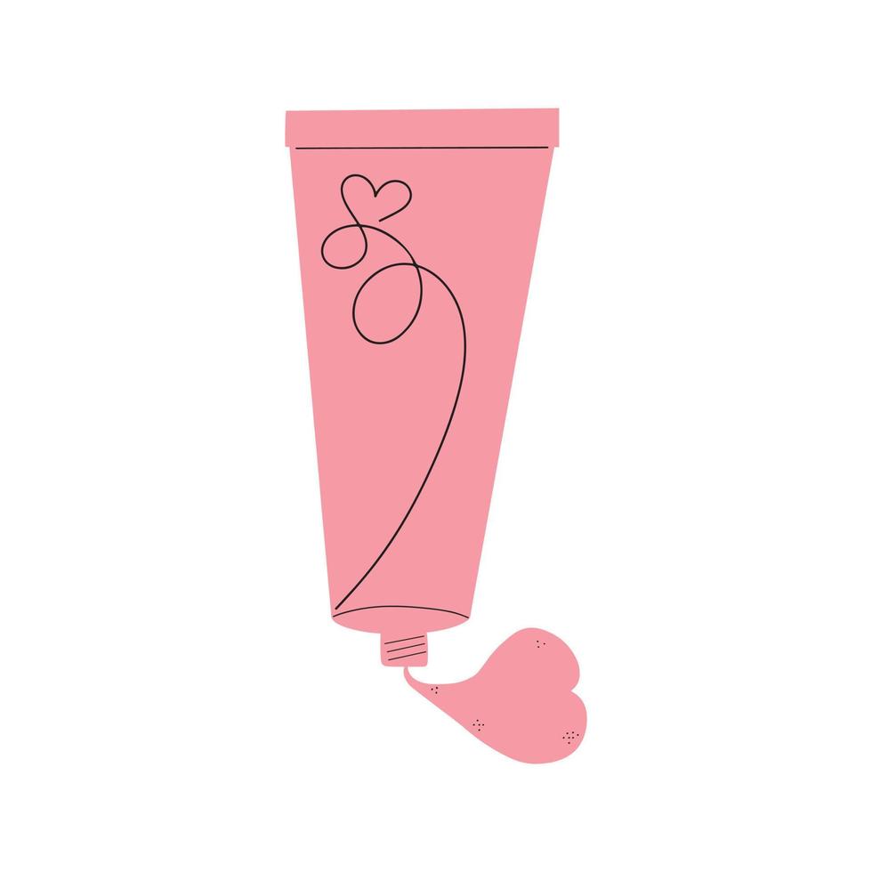 Cosmetic cream for the skin with love. Vector illustration in flat style