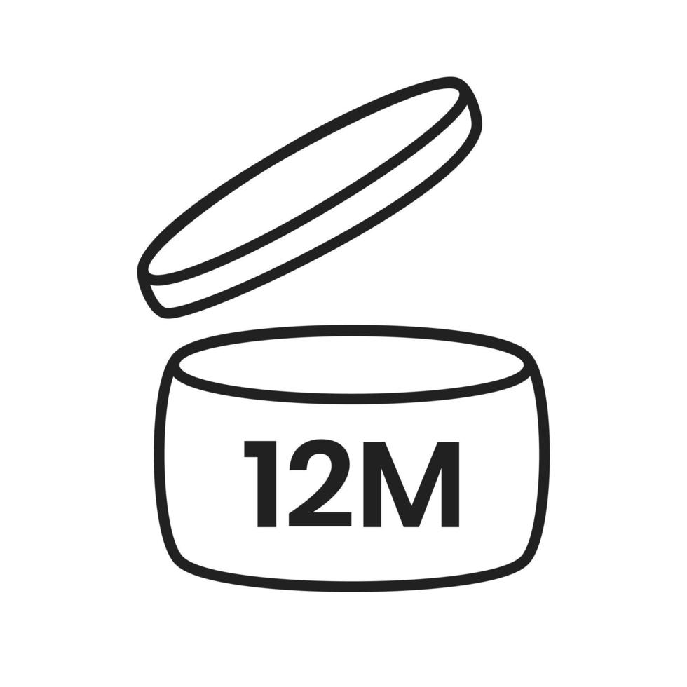 12m period after open pao icon sign flat style design vector illustration isolated on white background.