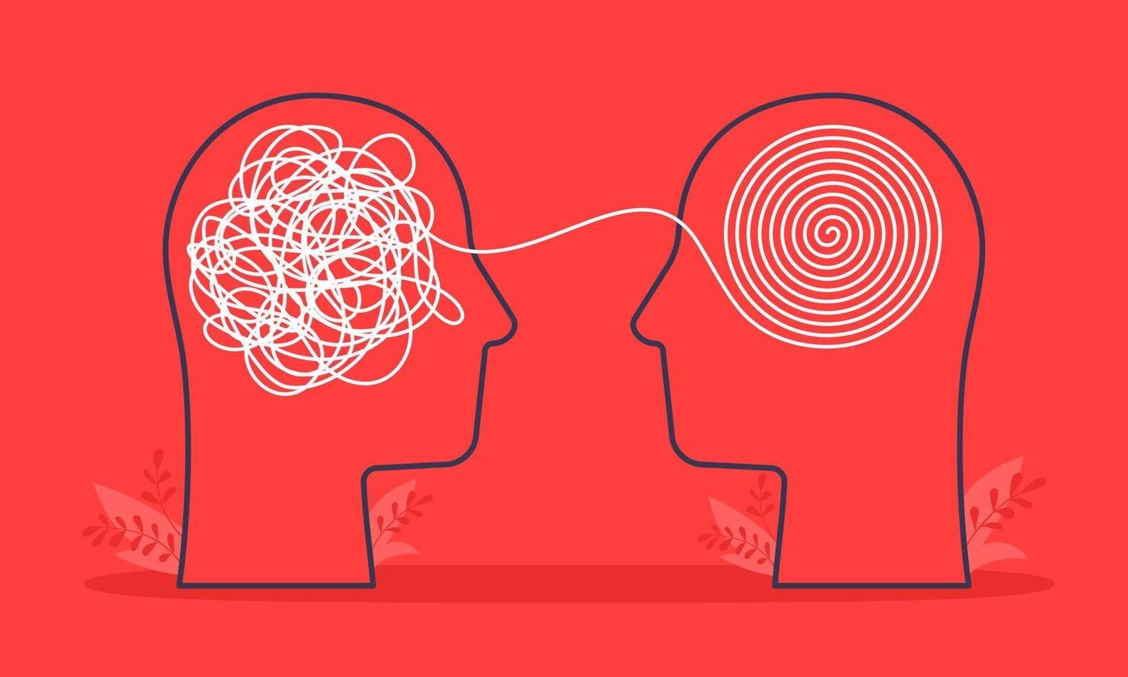 Psychologist consulting or mental problem solving brainstorm concept. vector