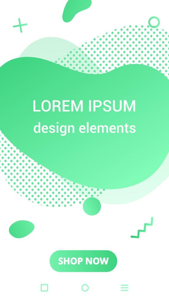 Modern vertical mobile liquid abstract shape gradient memphis style design fluid vector colorful illustration banner simple graphics for app, presentation, sale, brochure isolated on white background.