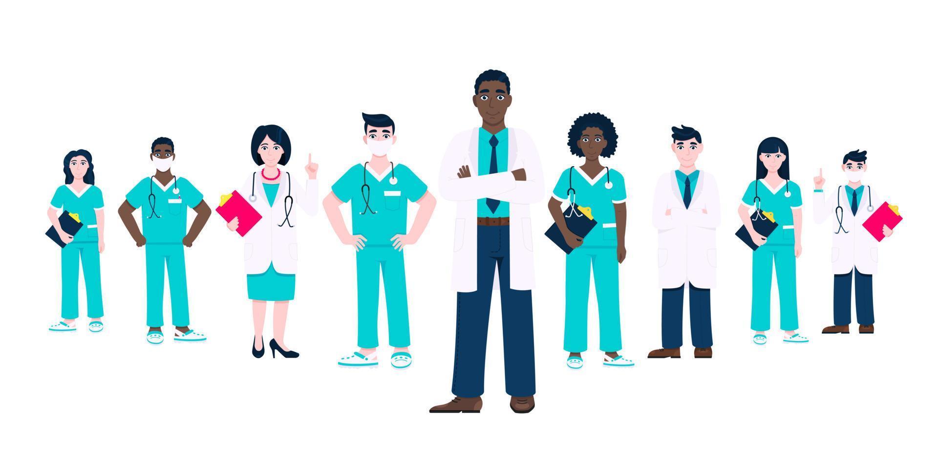 Medical staff doctors team clinic employee vector illustration.