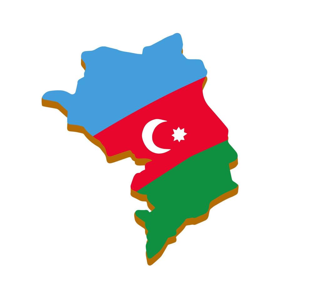 Map of Republic of Nagorno-Karabakh. Caucasian state on background of flag of Azerbaijan. Disputed territory of Armenia. Flat cartoon vector