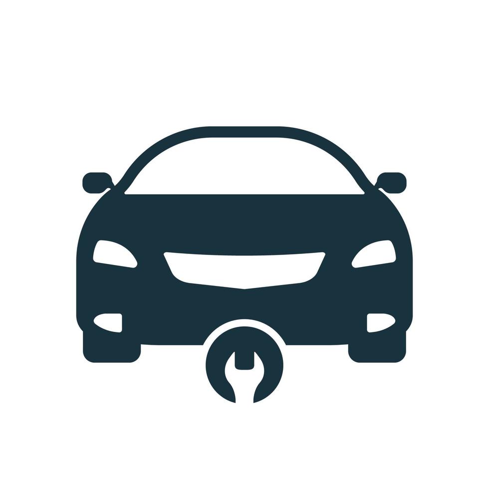 Car Fix Service Silhouette Icon. Auto Mechanic Maintenance Glyph Pictogram. Automotive Repair Concept with Wrench Icon. Vehicle Transportation Technology Assistance. Isolated Vector Illustration.