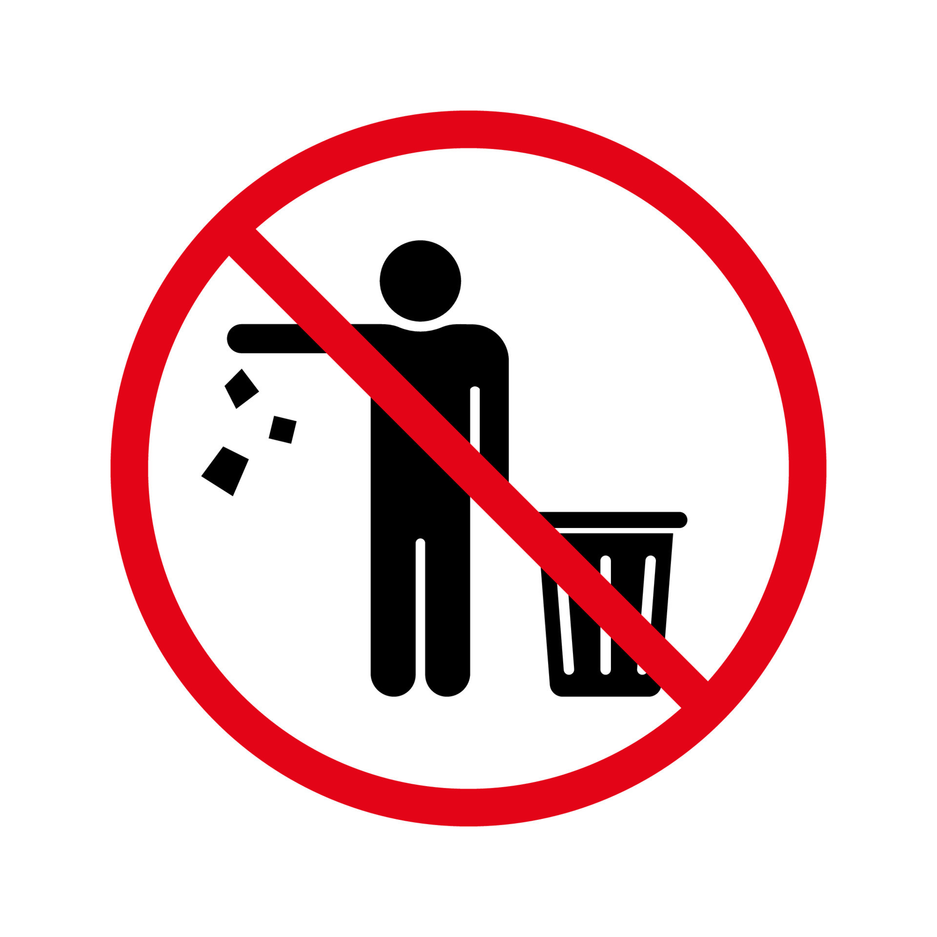 Forbidden Drop Rubbish Silhouette Icon. Do Not Throw Trash Glyph