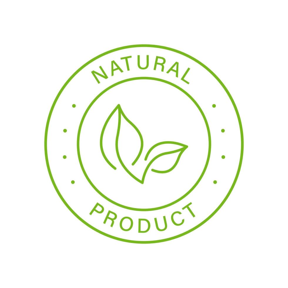 Natural Organic Product Green Line Stamp. Quality Fresh Natural
