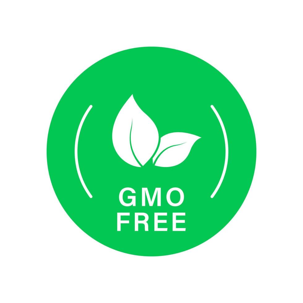 icono de silueta verde libre de gmo. etiqueta no gmo, solo producto orgánico natural. signo de hoja concepto de comida bio vegana saludable. logotipo orgánico libre de gmo. no modificado genéticamente. ilustración vectorial aislada. vector