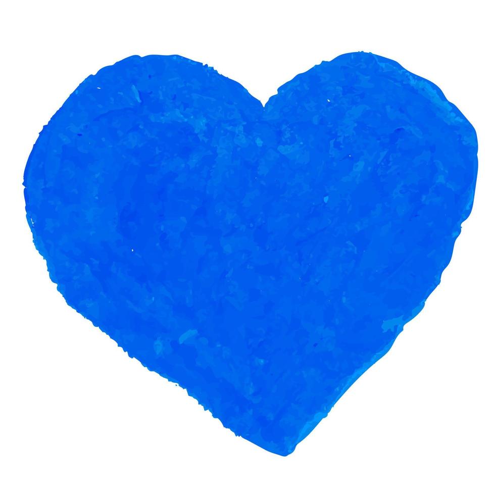 Vector colorful illustration of heart shape drawn with blue colored oil pastels. Elements for design greeting card, poster, banner, Social Media post, invitation, sale, brochure, other graphic design