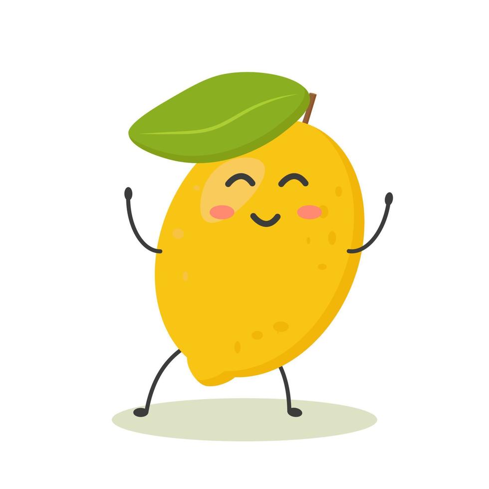 a cheerful lemon in the style of kawaii vector