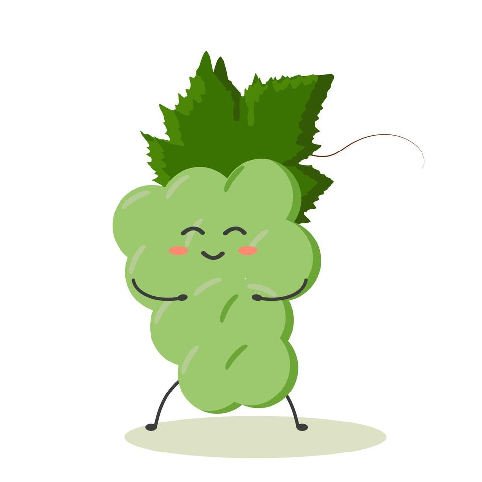 uvas verdes al estilo kawaii vector