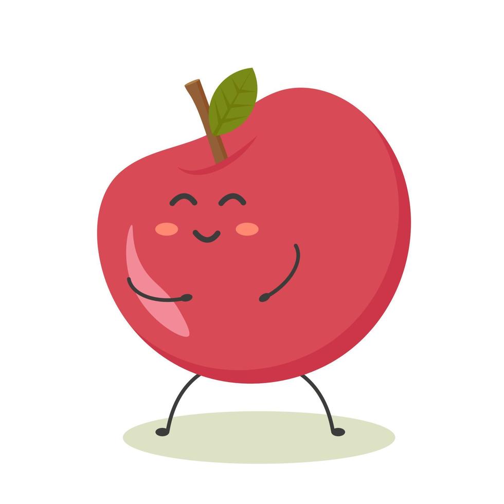 red ripe fresh cheerful cute kawaii apple vector