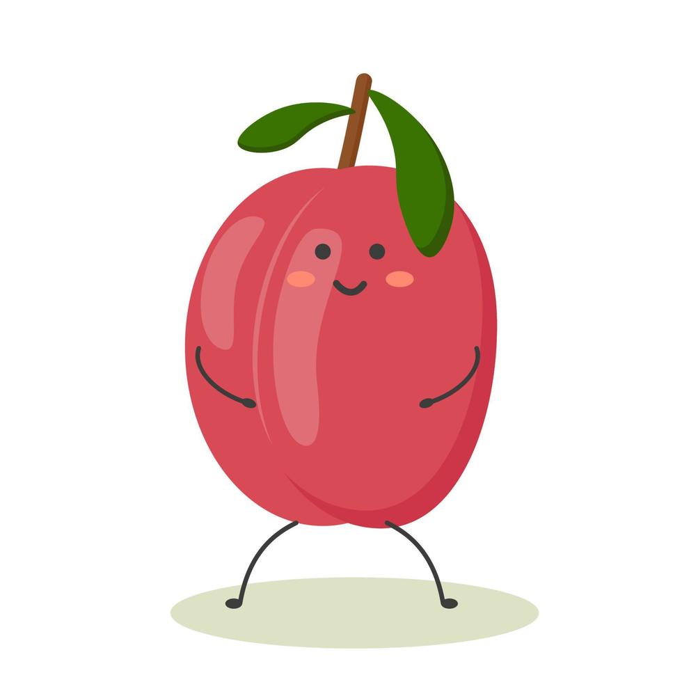 pink plum in the style of kawaii vector