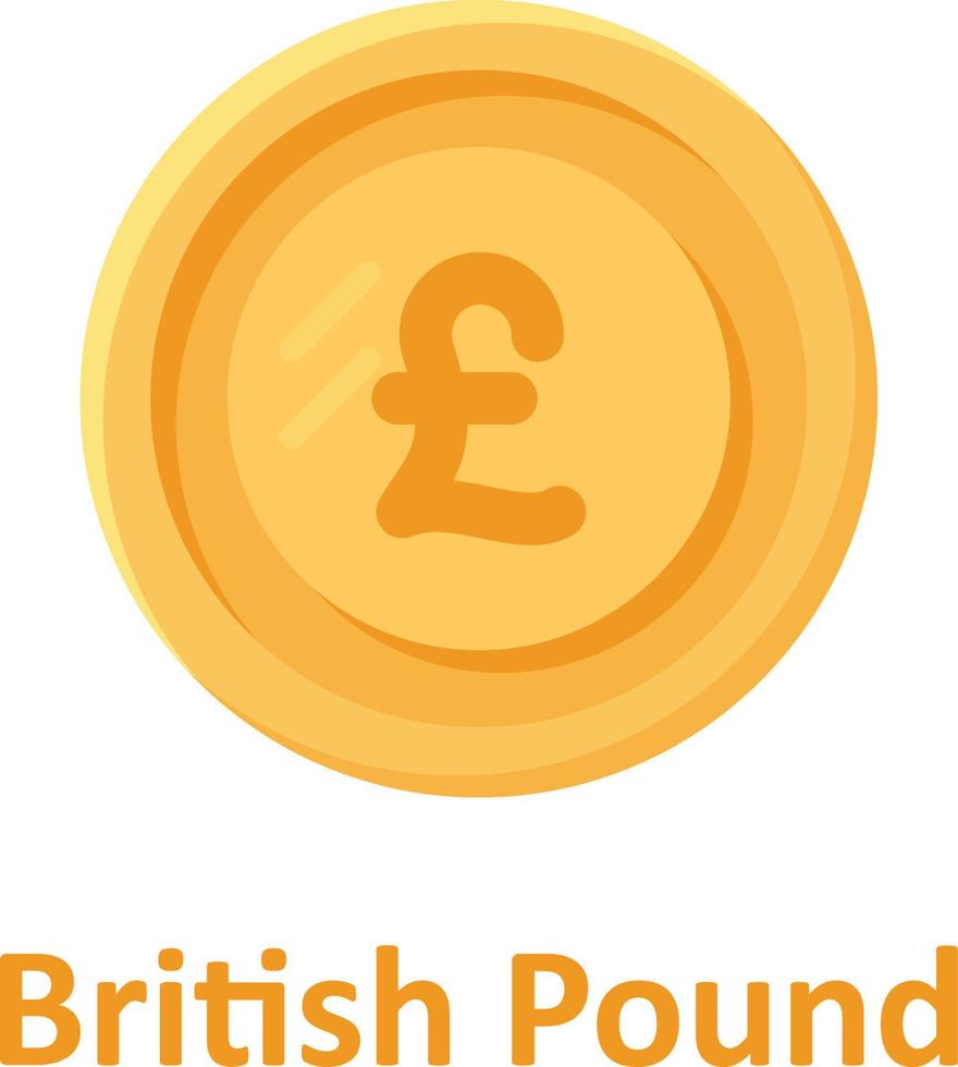 British Pound Coin Isolated Vector icon which can easily modify or edit