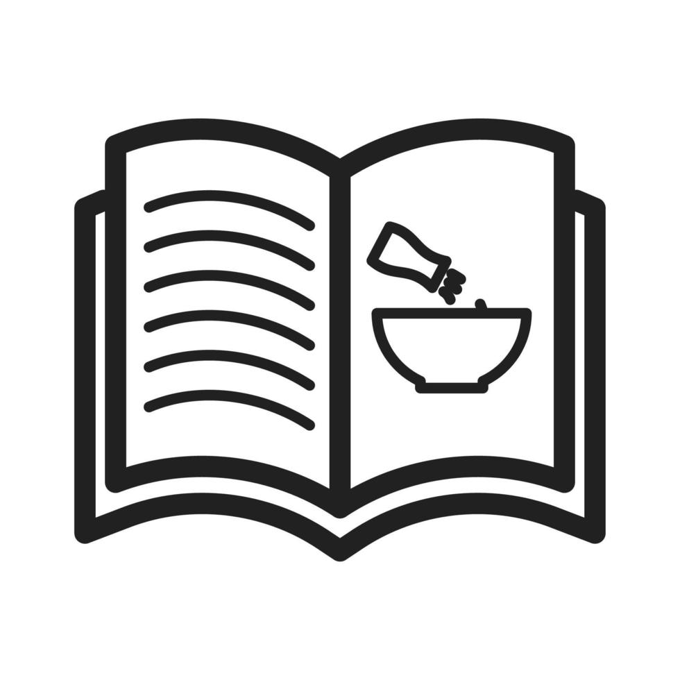 icono de línea de libro de cocina vector