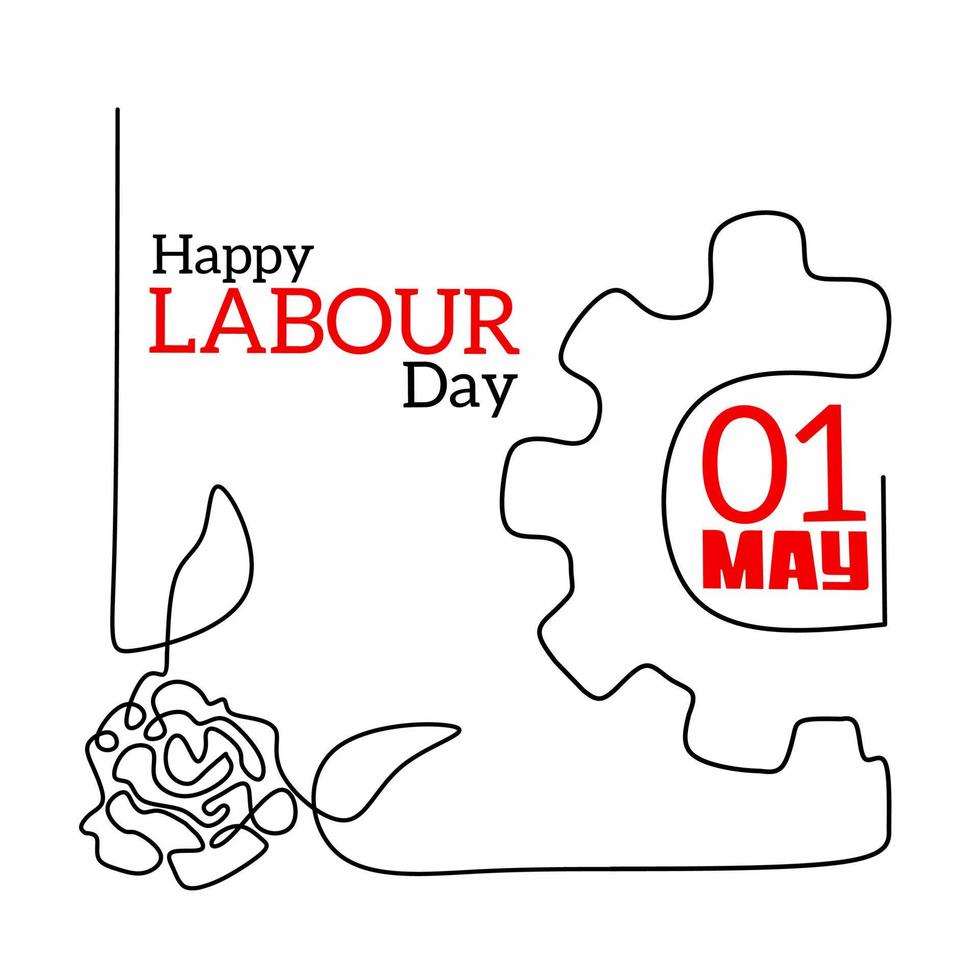 Vector illustration Single Line border of Happy Labour Day